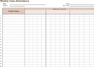 attendance sheet excel monthly class attendance tracking template