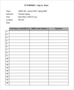 attendance sign in sheet blank attendance sign in sheet download
