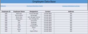attendance tracker excel employees data base