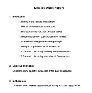 audit report example example internal audit report template download