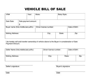 auto bill of sale template bill of sale vehicle template