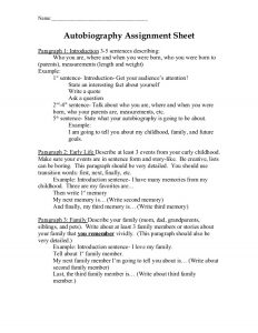 auto biography outline autobiography assignment sheet