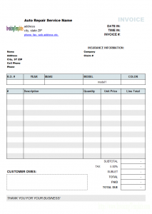 automotive repair invoices autorepair printed