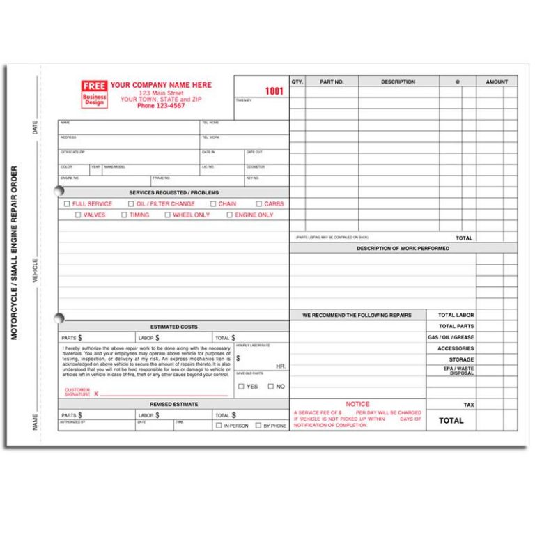 Automotive Repair Invoices | Template Business