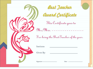 award templates free artist flower best teacher award certificate template
