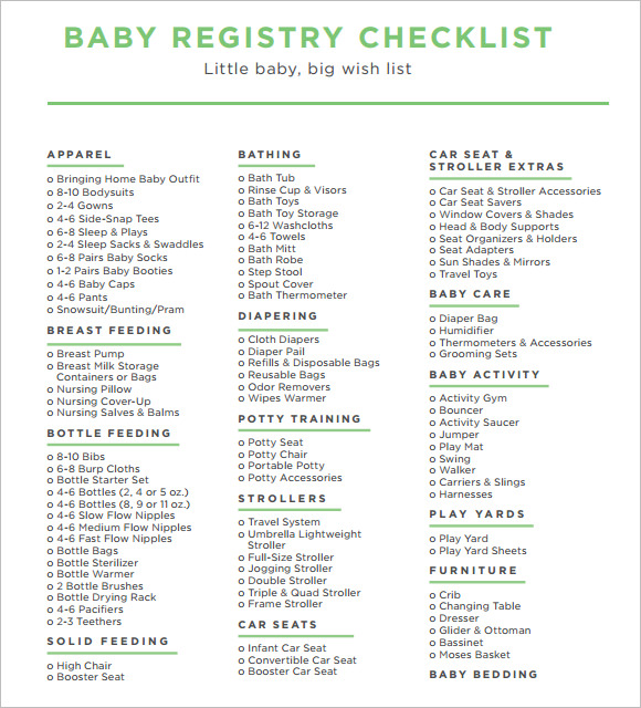baby registry checklist