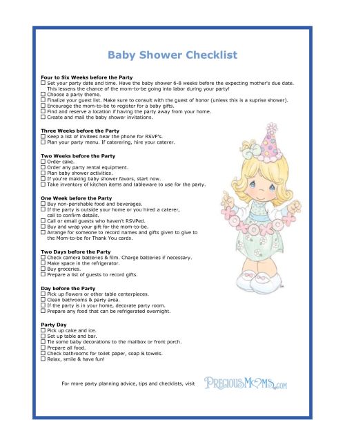 baby shower check list