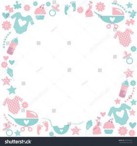 baby shower flyer stock vector circle baby frame cute greetings card for baby shower with babies accessories baby clothes baby