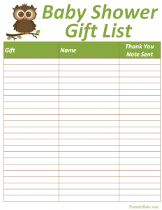 baby shower gift list baby shower gift list tracker