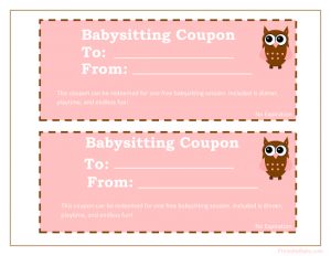 baby shower gift tracker printable baby sitting coupon in girls colors