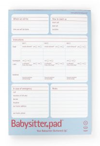 babysitters information sheet babysitterpad resized