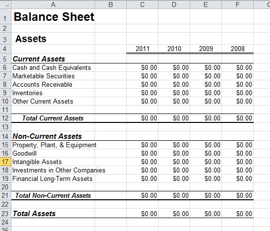 balance sheet template excel