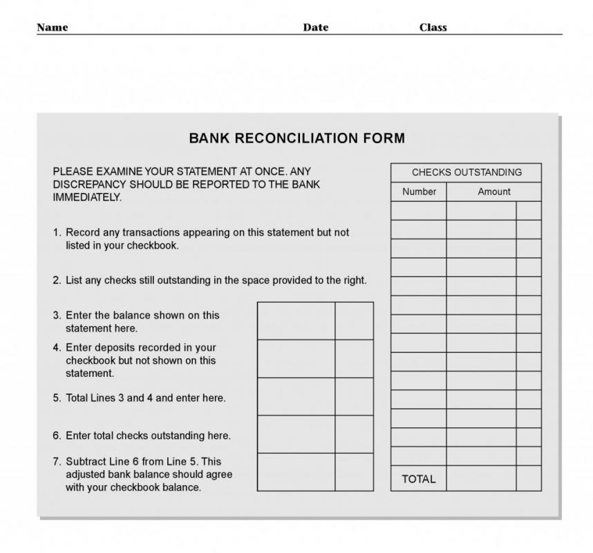 bank reconciliation template
