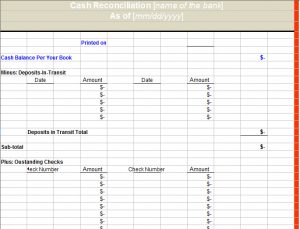 bank reconciliation template bank reconciliation statement template