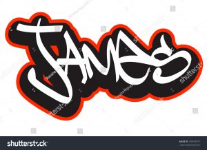 banner design template stock vector james graffiti font style name hip hop design template for t shirt sticker or badge
