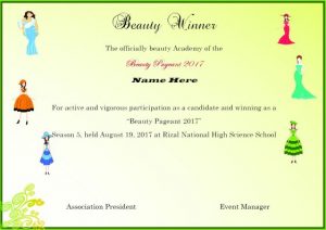 banner template word beauty pageant winner certificate template