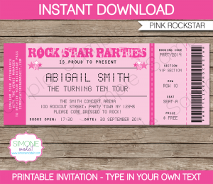 baseball ticket template printable rockstar party invitation