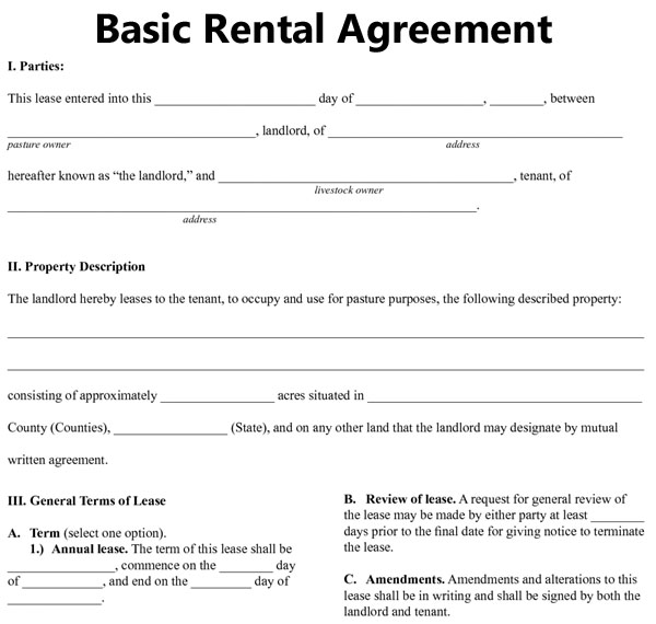 basic lease agreement