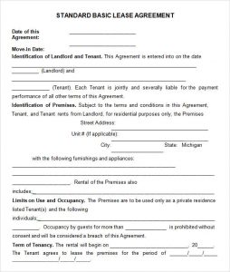 basic lease agreement standard basic lease agreement