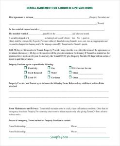 basic rental agreement fillable simple room rental agreement in private home pdf d