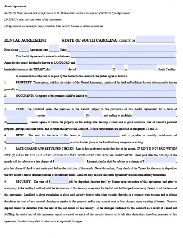 basic rental agreement or residential lease word doc