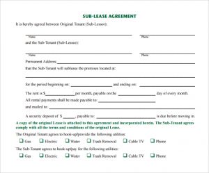 basic rental agreement template simple sublease agreement template