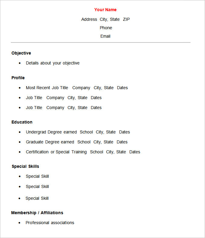 basic student resume templates