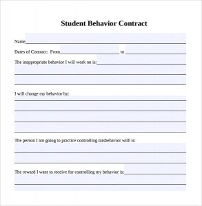 behavior contract template student behavior contract template