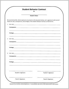 behavior contract template studentbehaviorcontract
