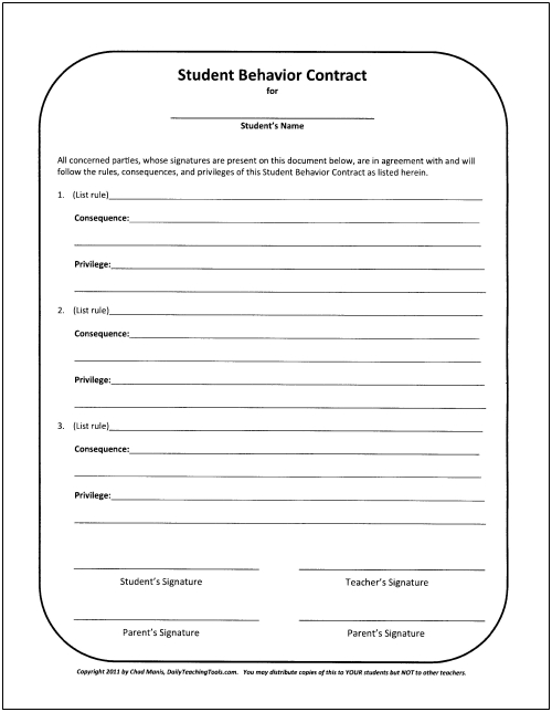 behavior contract template