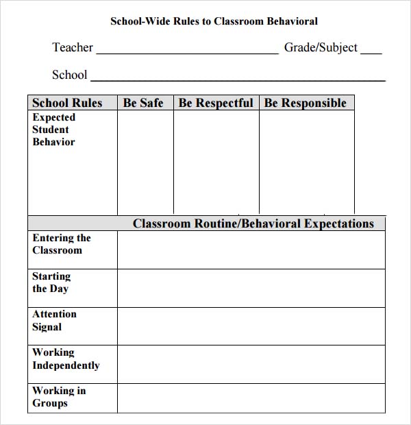 behavioral contract template