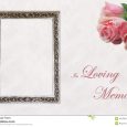 bereavement thank you funeral eulogy card elegant front page non religious programme template depicting pink roses silver frame text