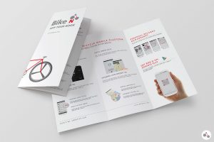 bi fold brochure template biken leaflet in mockup