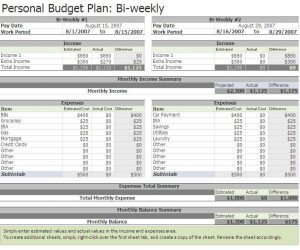 bi weekly budget bi weekly budget