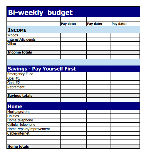 bi weekly budget