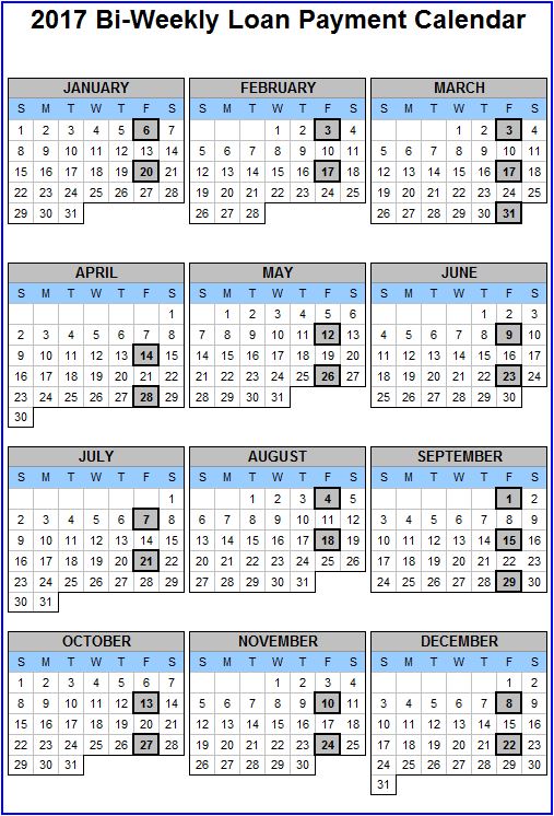bi weekly pay calendar