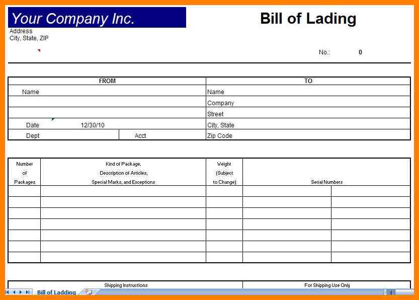 bill of lading sample pdf