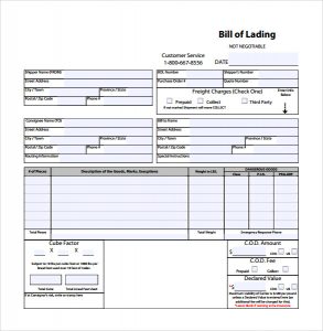 bill of lading template sample bill of lading template