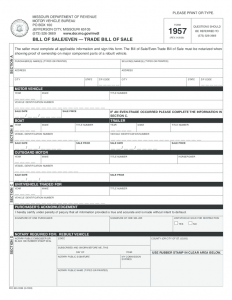 bill of sale for a vehicle vehicle bill of sale missouri l