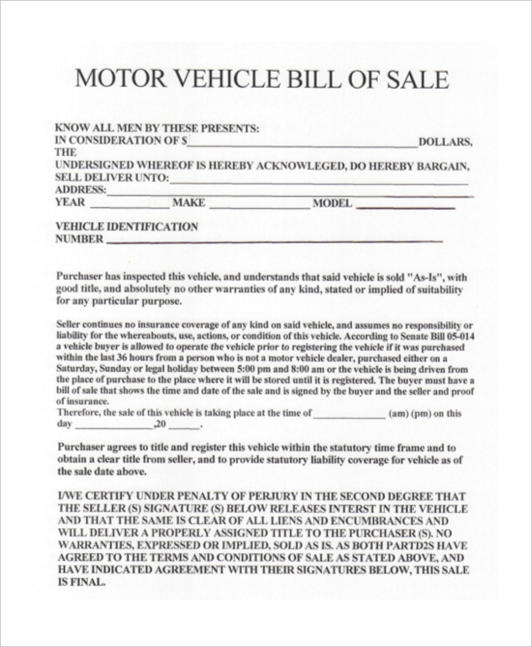 bill of sale for car in ga