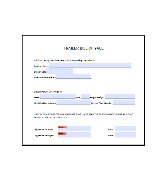 bill of sale for trailer