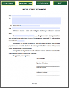 bill of sale form pdf notice of debt assignment