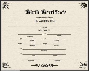 birth certificate template birth certificate gothic design pdf format download