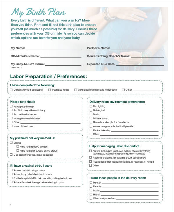 birth plan pdf