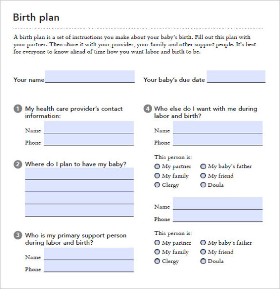 birth plan pdf