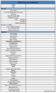 blank balance sheet template blank income statement form