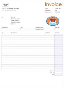 blank commercial invoice catering invoice excel