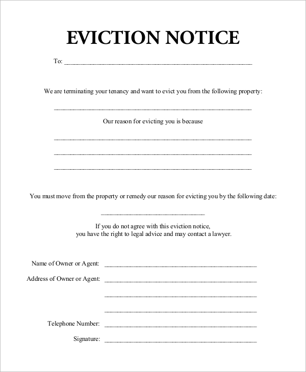 blank eviction notice