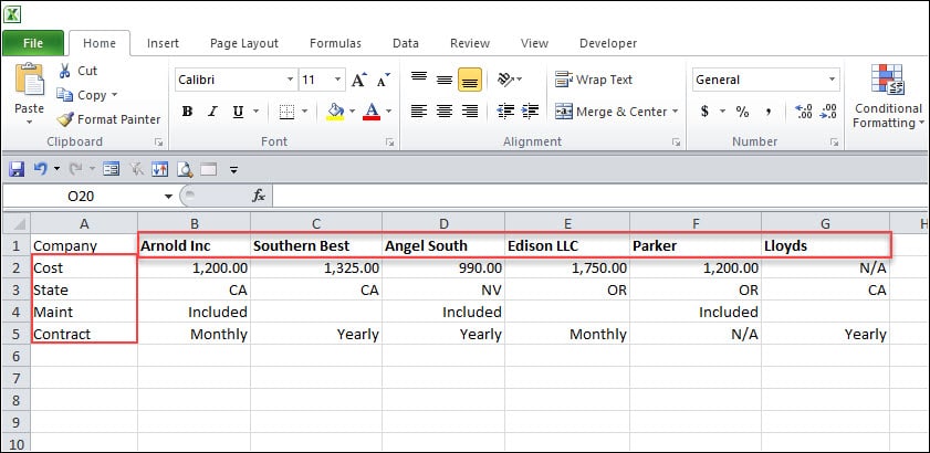 blank excel spreadsheet