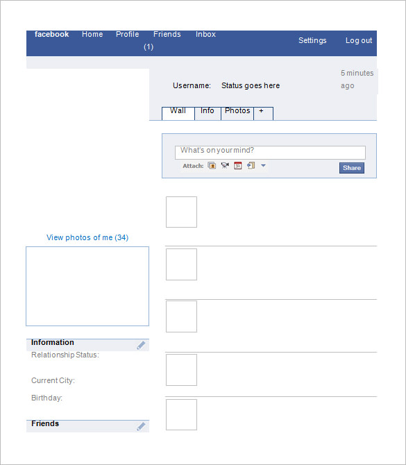 blank facebook page